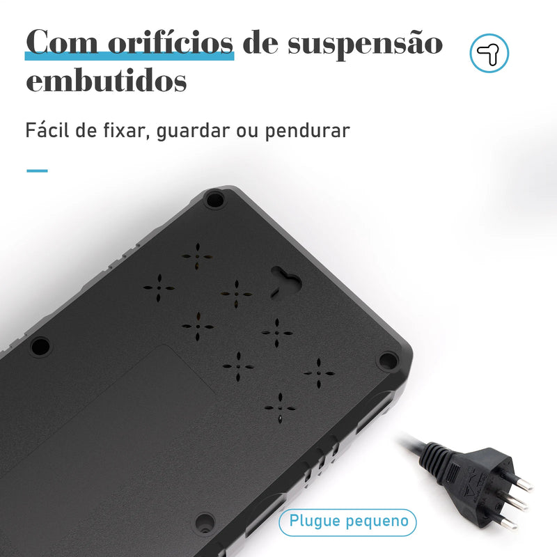 Estação de Carregamento USB + Tomadas EU/BR